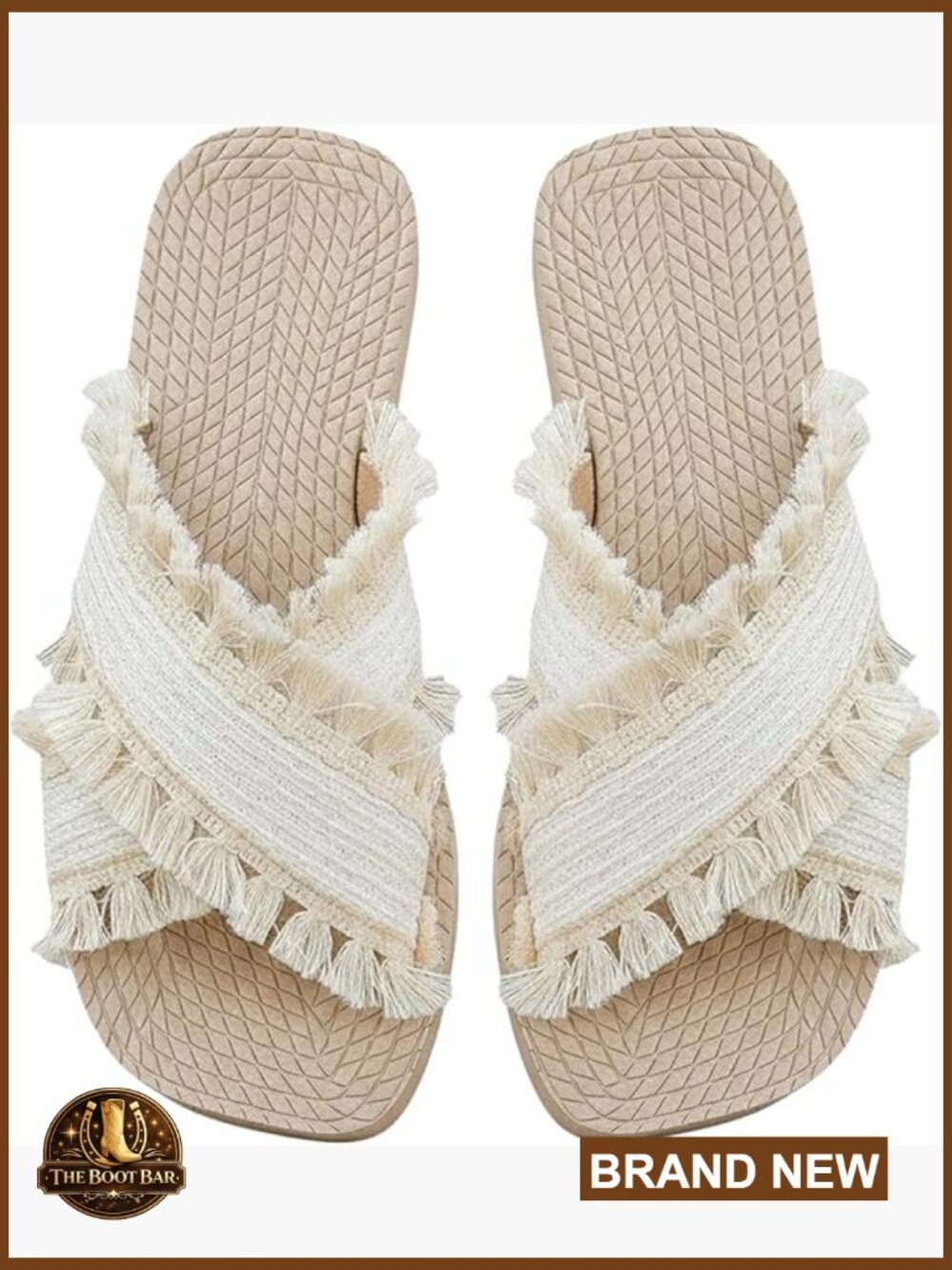 Fringe Flat Sandals Criss Cross Platform Summer Beach